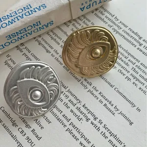 Vintage gold silver evil eye open rings chic niche design esoteric style metal finger jewelry