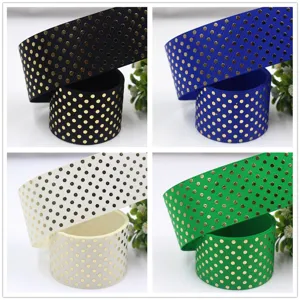 38mm gold polka dot ribbon grosgrain ribbon for hair bows gift wrapping and holiday decor.