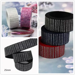 Kordela grosgrain me gliter 25mm gia filokatechnies dora giortines diakosmiseis
