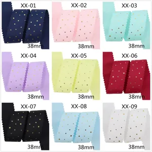 Ruban festonne a etoiles dorees de 38mm pour noeuds de cheveux DIY et accessoires.