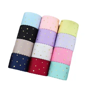 Ruban gros-grain à bordure ondulée et étoiles dorées de 38mm pour nœuds et accessoires