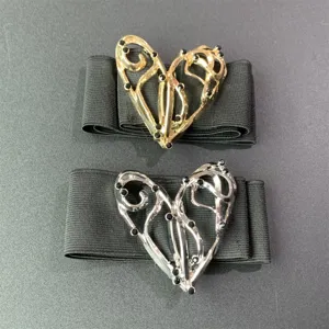 Mujeres retro exagerado gran corazon hueco elastico cinturon cintura vestido metal chic