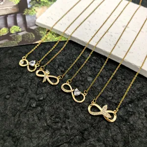 Titanium Steel Infinity Zirconia Necklace For Women Personality Figure Eight Clavicle Chain Necklace Jewelry Gift Accessories