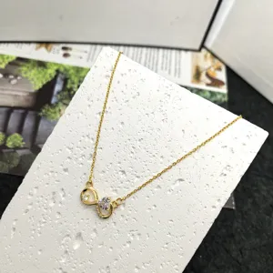 European and American personalized infinity zircon necklace, titanium steel 8-shape clavicle chain.