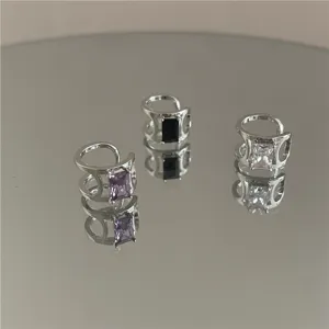 French Minimalist C-Shaped Ear Cuff For Women Non-Piercing Copper Rhinestone Cartilage Clip Earrings Retro Chic Jewelry