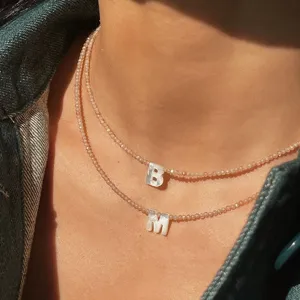 Handgefertigte Perlenkette Mit Muschelbuchstabe Für Damen Minimalist Alphabet Anhänger Schlüsselbein Kette Choker Modeschmuck Geschenk