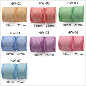 Lot de ruban gros-grain imprime dentelle dégradé, 38mm et 25mm accessoires cheveux DIY.