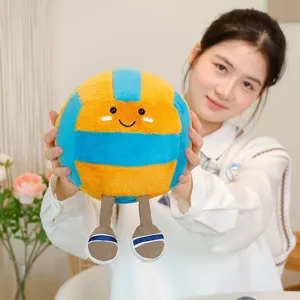 Cute plush volleyball stuffed toy doll with funny legs and expression, soft cushion pillow for kids