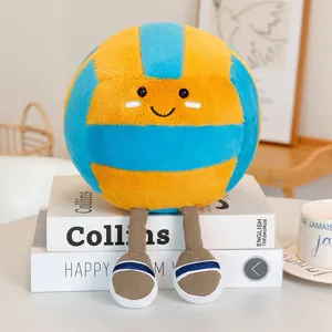Cute volleyball plush toy stuffed doll with cute face and legs, soft kids pillow gift