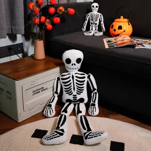 Cute funny skeleton plush toy soft white skeleton doll Halloween decoration gift spooky stuffed toy