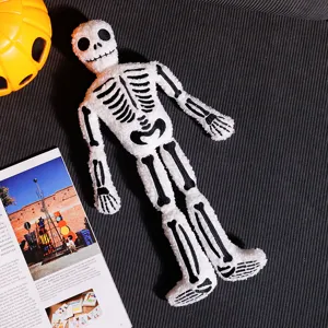 Halloween white skeleton plush toy cute funny spooky doll soft stuffed holiday gift home decor