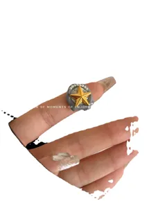 Gouden Ster Open Ring Vintage Stijl Parel Metaal Brede Ring Stapelbaar Mode Sieraden