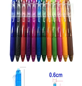 Juego de bolígrafos de gel borrables coloridos con punta fina de 0.6cm para papelería.