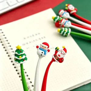 Weihnachtliche Silikon-Gelschreiber mit süßen Cartoon-Motiven, glatte schwarze Tinte für Schüler.