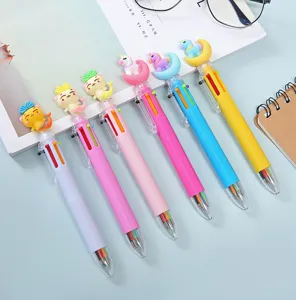 Cute Cartoon Six Color Press Ballpoint Pen Student Stationery Unicorn Mermaid Multicolor Writing Marker Pen