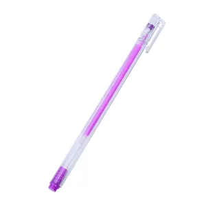 Penna gel trasparente con inchiostro viola, ideale per diari e album fotografici fai da te.