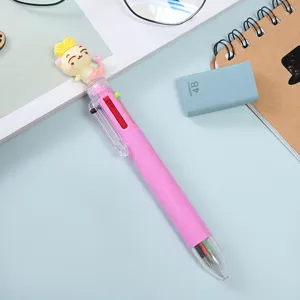 Cute cartoon multi-color ballpoint pen detail shot, ideal for student journaling and writing.