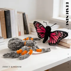 Cute plush insect toys, soft stuffed spider and butterfly doll for kids and home decor.