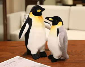 Cute emperor penguin plush toy stuffed animal soft doll companion for kids room decor.