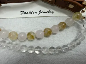 Natuurlijke kristallen huisdier ketting met rozenkwarts kralen voor katten honden luxe accessoire