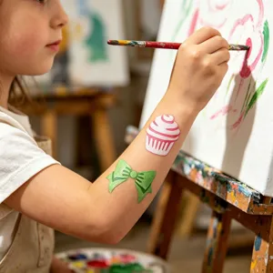 Kids body painting tattoo stickers template set, safe DIY temporary art stickers for party.
