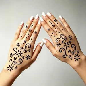 Tatuaggi temporanei per mani in stile scuro con bellissimi motivi floreali decorativi.
