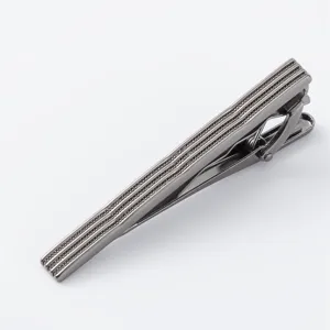 Classic gunmetal electroplated metal tie clip for men, featuring delicate embossed texture.