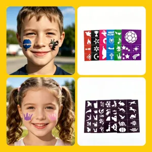 Halloween body painting hollow stencils and face tattoo stickers set for kids party