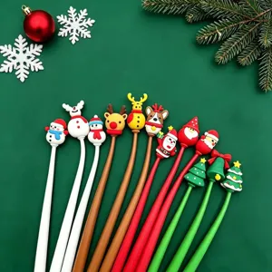 Weihnachten Silikon Shake Gelstift Süße Cartoon Santa Schneemann Schwarze Tinte Rollerball Stift Schüler Schreibwaren Geschenk