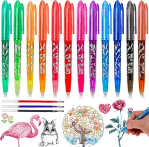 Buntes löschbares Gelstifte-Set mit Minen und Zeichenmustern für Schule und kreatives Malen.