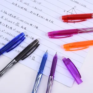 Ensemble de stylo gel effacable colore avec motif de vagues pour usage de papeterie.