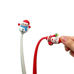 Weihnachten Silikon Gel Stift mit niedlichem Schneemann und Weihnachtsmann Cartoon für Schule.