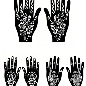Staffe per tatuaggi temporanei mano henna adesivo floreale body art design nero