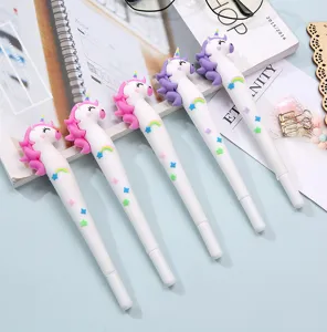 Mignon Stylo Gel Licorne Encre Noire Caoutchouc Souple Animal Dessin Animé Stylo Signature Étudiant Écriture Papeterie Bureau