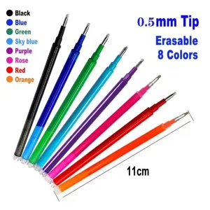 8 colors erasable gel pen refills 0.5mm tip 11cm length stationery marking tool details view.