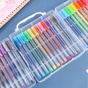 36 color glitter gel pens set with clear portable storage box for cute journal writing art