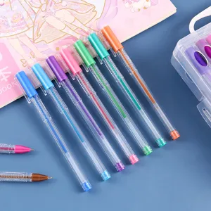 Colorful gel ink pens set in clear barrel design, perfect for student daily journaling and note taking.