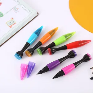 Stylo Tatouage Enfant Forme de Fusée Créative Encre à l'Eau Non Toxique avec Tampon et Pointe en Acier Inoxydable pour Dessin DIY