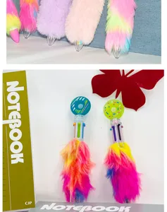 Cute multi-color plush ballpoint pen with fluffy tail and creative donut top for kids.
