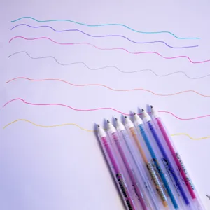 Colorful glitter gel pen set for journaling and drawing stationery items, multi-color.