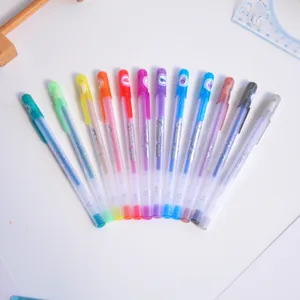 Colorful glitter pen set 12-pack, scented gel pens for journaling, cute school stationery.