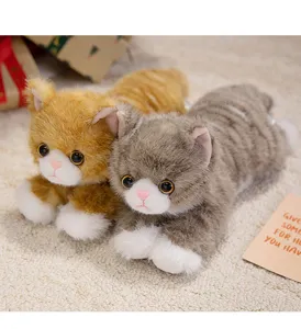 Cute fluffy cat plush toy set, realistic stuffed animal kitten doll for kids birthday gift.