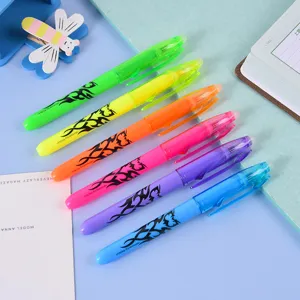 6er-Set bunte radierbare Textmarker mit Reibung Radierfunktion und stylischem Stammesmuster.
