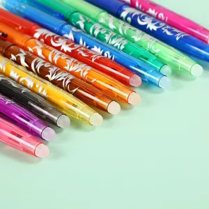 Ensemble de stylos gel effaçables colorés, écriture fluide et fournitures scolaires faciles à effacer.