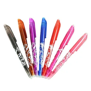 Lot de 7 stylos gel effaçables colorés avec motifs floraux pour l'école et le bureau.