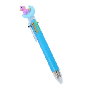 Cute unicorn multi-color ballpoint pen 6-color press student stationery writing tool.