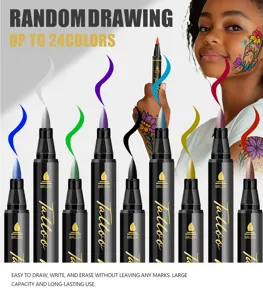 Temporary tattoo markers set with colorful body paint pens for easy drawing and safe use.