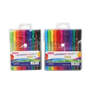 Set di penne a sfera colorate 10/12pz multicolore studente scuola articoli cancelleria