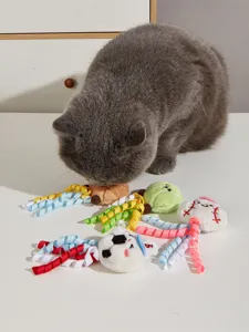 Catnip cat toys plush ball toys with colorful ribbons interactive pet supplies for playful kittens