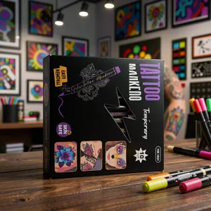 Temporary tattoo marker set for body art painting, waterproof and quick-drying main view.